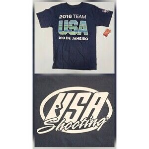 New W/ Tags 2016 Team USA Shooting Olympics Rio De Janeiro Navy Tee - Size Small